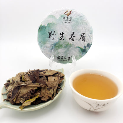 Tea cake, brewed tea in a cup, and loose tea leaves on a white background
