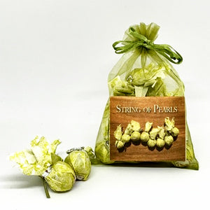 Bag of 'String of Pearls' with decorative elements on a white background